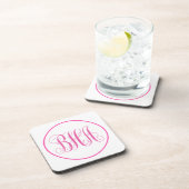 Roze Monogram Bier Onderzetter (Rechterzijde)
