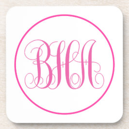 Roze Monogram Bier Onderzetter