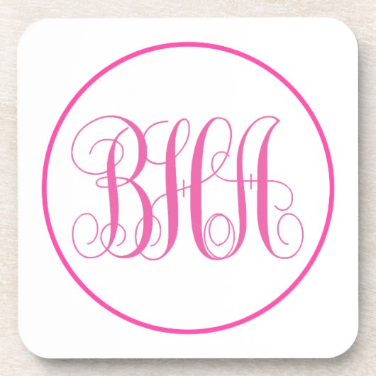 Roze Monogram Bier Onderzetter (Voorkant)