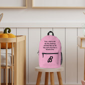 Roze Monogram Bijbelvers Spreuken 22:6 Bedrukte Rugzak