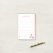 Roze Monogram & Bloem Dingen Om Te Doen Post-it® Notes (Op bureau)