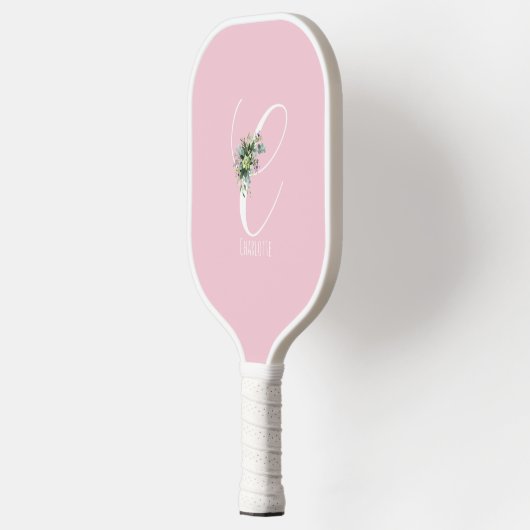 Roze monogram bloem letter C Pickleball Paddle (Links)