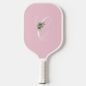 Roze monogram bloem letter C Pickleball Paddle (Achterkant)