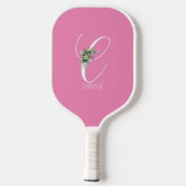 Roze monogram bloem letter C Pickleball Paddle (Achterkant)