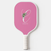 Roze monogram bloem letter C Pickleball Paddle (Voorkant)
