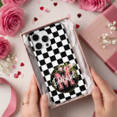 roze monogram Bloem zwart-wit Gecontroleerde as Case-Mate iPhone Case
