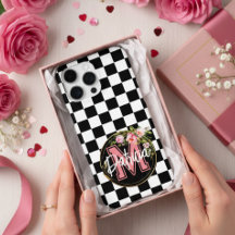 roze monogram Bloem zwart-wit Gecontroleerde as