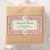 Roze Monogram Bloemen Aangepast Label (Insitu)
