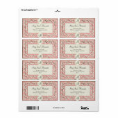Roze Monogram Bloemen Aangepast Label (Full Sheet)