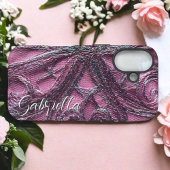 Roze monogram bloemen abstract stijlvol elegant Case-Mate iPhone case