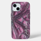 Roze monogram bloemen abstract stijlvol elegant Case-Mate iPhone case (Achterkant)