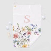 Roze Monogram Bloemen Botanisch Golfhanddoek (Insitu)