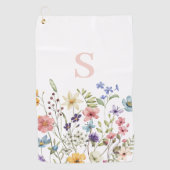 Roze Monogram Bloemen Botanisch Golfhanddoek (Voorkant)