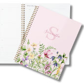 Roze monogram bloemen planner