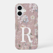 Roze Monogram Bloemendesign  iPhone 16 Hoesje (Achterkant)