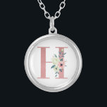 Roze Monogram Bloemenletter H Waterverf Boeket Zilver Vergulden Ketting<br><div class="desc">Monogram ketting met uw initiaal in glitter en waterverf bloemen. De bloemige letter H is ontworpen in stoffige roze glitter, verfraaid met een boeket roze en ivoren bloemen en groen. Een mooi cadeau voor elke vrouw en elke gelegenheid. Ook een heerlijk idee als huwelijksgunst, voor bruidsmeisjes om op je trouwdag...</div>