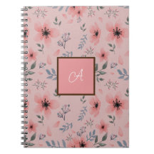 Roze Monogram Bloemenpatroon Eenvoudige Boho