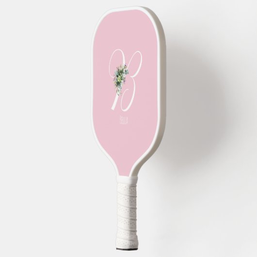 Roze monogram bloemletter B Pickleball Paddle (Links)