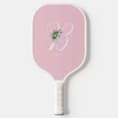 Roze monogram bloemletter B Pickleball Paddle (Voorkant)