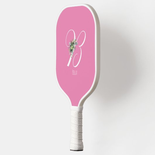 Roze monogram bloemletter B Pickleball Paddle (Links)