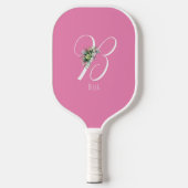 Roze monogram bloemletter B Pickleball Paddle (Voorkant)
