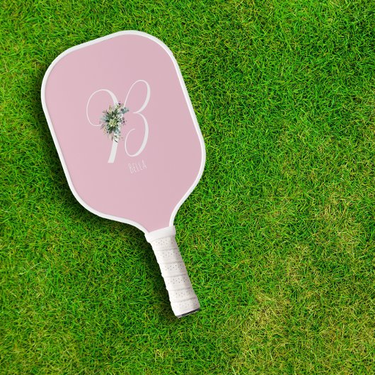 Roze monogram bloemletter B Pickleball Paddle