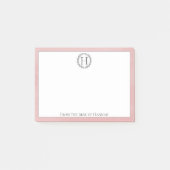 Roze monogram, breedte notities post-it® notes (Voorkant)