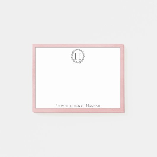 Roze monogram, breedte notities post-it® notes (Voorkant)