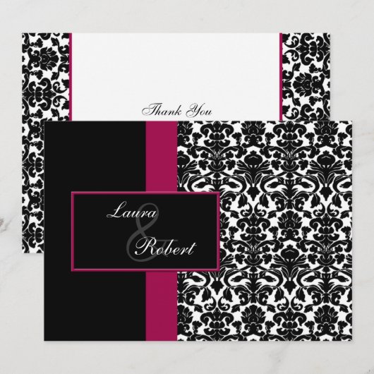 Roze monogram bruiloft Hartelijk dank Bedankkaart (Voorkant / Achterkant)