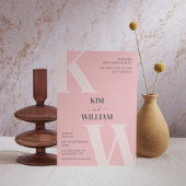 Roze Monogram Bruiloft Kaart