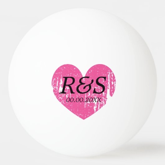  roze monogram bruiloft pingpongbal (Voorkant)