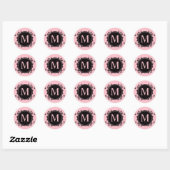  Roze Monogram Bruiloft Sticker (Vel)