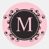  Roze Monogram Bruiloft Sticker (Voorkant)