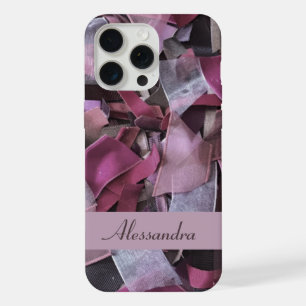 Roze monogram burgundy vrouwelijk  iPhone 15 pro max case