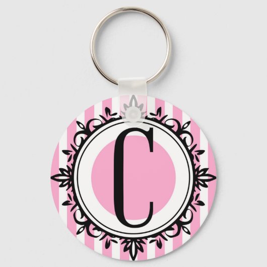 Roze monogram C Sleutelhanger (Voorkant)