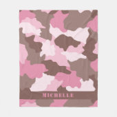 Roze monogram Camo Girly Camouflage Fleece Deken (Voorkant)
