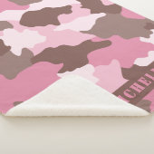Roze monogram Camo Girly Camouflage Sherpa Deken (3/4)