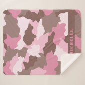 Roze monogram Camo Girly Camouflage Sherpa Deken (Voorkant (horizontaal))