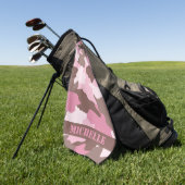Roze monogram Camouflage Naam Golfhanddoek (Groen)