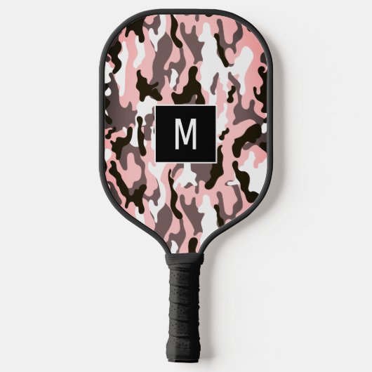Roze monogram Camouflage Patroon Pickleball Paddle (Achterkant)