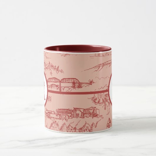 Roze Monogram Chattanooga Toile Mok (Midden)