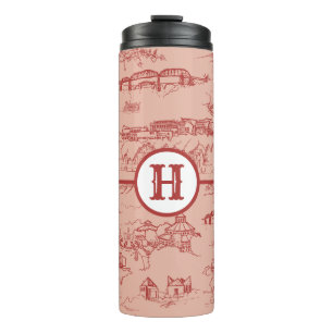 Roze Monogram Chattanooga Toile Thermal Tumbler Thermosbeker