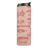 Roze Monogram Chattanooga Toile Thermal Tumbler Thermosbeker (Gedraaid links)