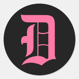 Roze monogram D Ronde Sticker