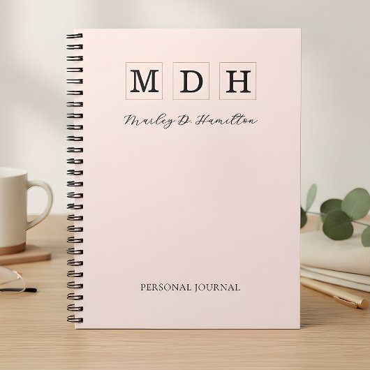 Roze Monogram Dagboek Notitieboek
