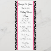 Roze Monogram Damask Wedding Dinner Menus Menu (Achterkant)