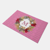 Roze MONOGRAM decoratieve kerstkrans Deurmat (Schuin)