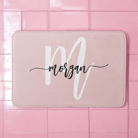 Roze Monogram Dorm Room van het meisje Badmat