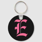 Roze Monogram E Sleutelhanger (Voorkant)