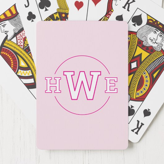 Roze Monogram Eenvoudige Initialen Moderne Girly R Pokerkaarten